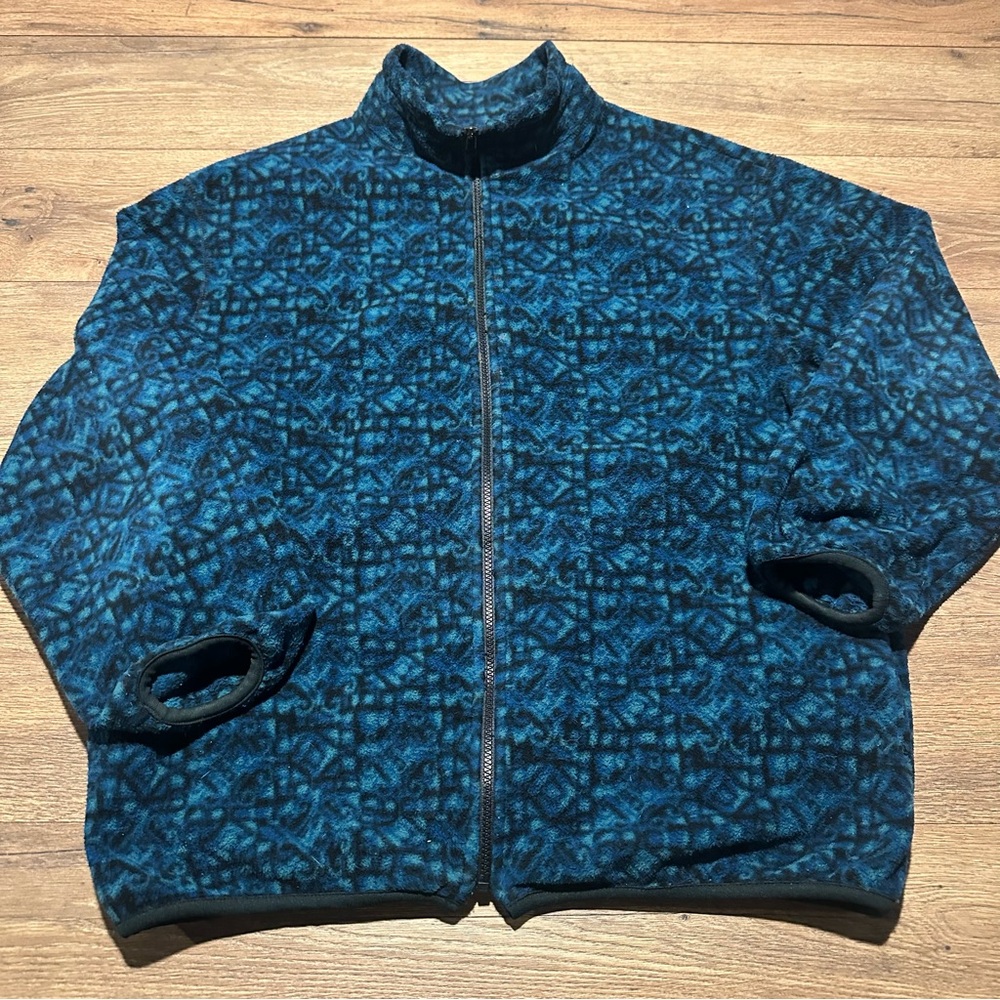 Vintage Preston‎ & York Tech Printed Fleece Full Zip Jacket Size L